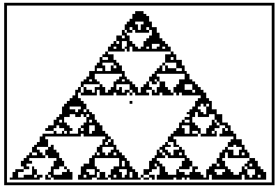 Figure 1: TI-82 rendering of the Sierpinski triangle, Courtesy of Texas Instruments