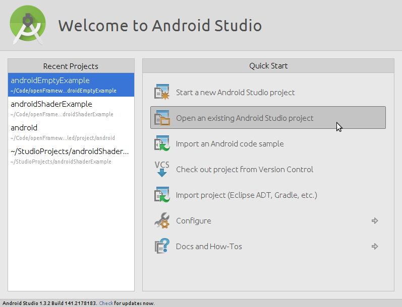 open the commands window on android studio sdk for mac