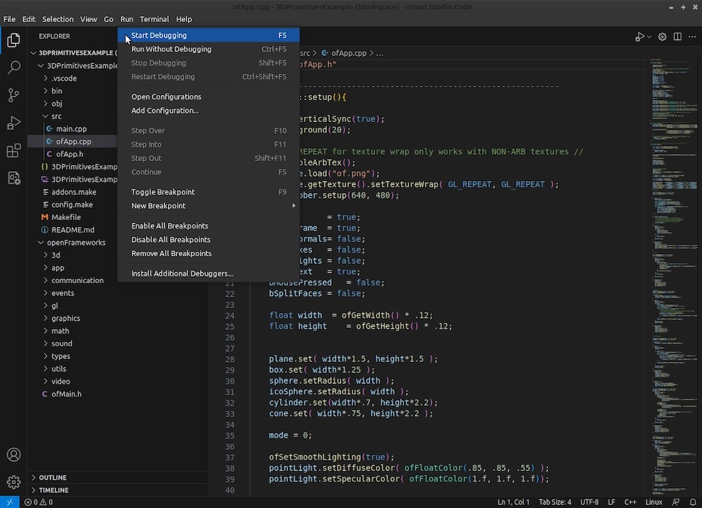 debug a OF project in VS Code